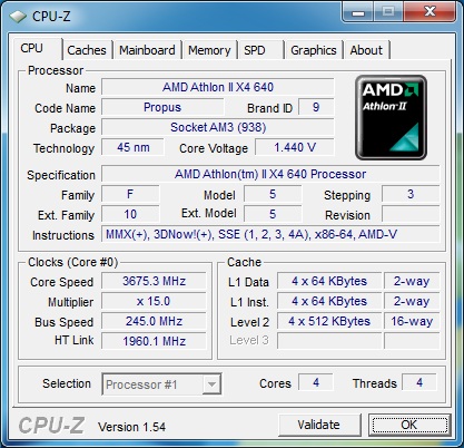 AMD AthlonII x4 640